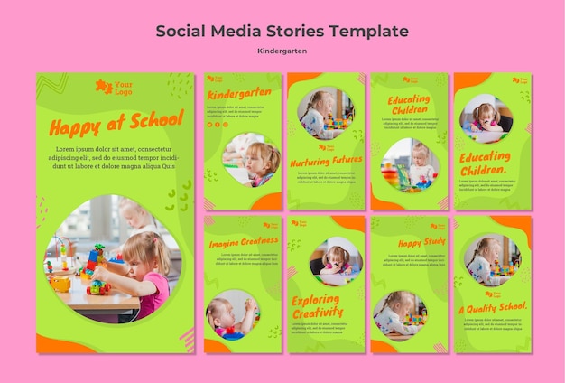 kindergarten social media stories template