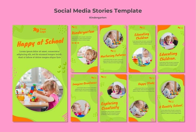 PSD kindergarten social media stories template