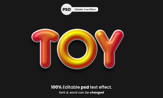 Kinderspeelgoed 3d-bewerkbaar psd-speelgoedteksteffect