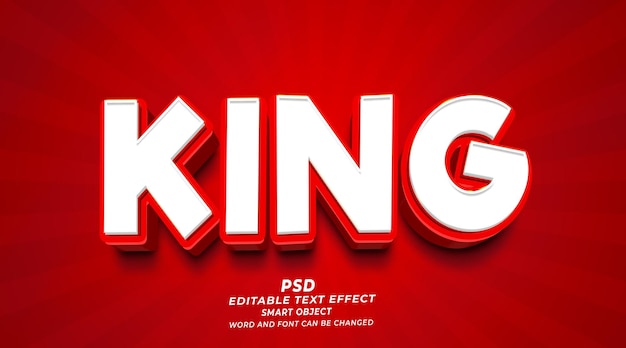 PSD king 3d modificabile in stile effetto testo photoshop