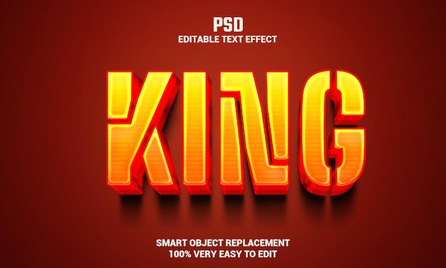 King 3d editable text effect with background Premium Psd
