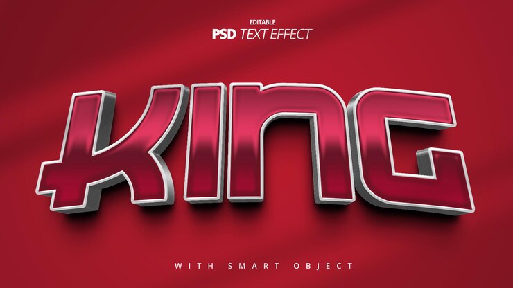 PSD king game 3d red white text effect