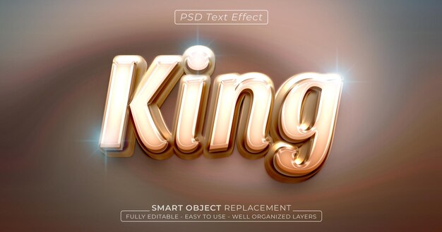 King glossy text effect editable 3d style