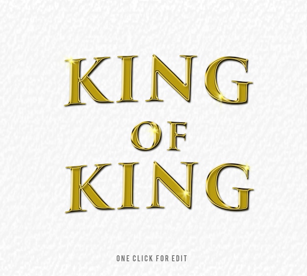 King of king 3d text font effect mockup