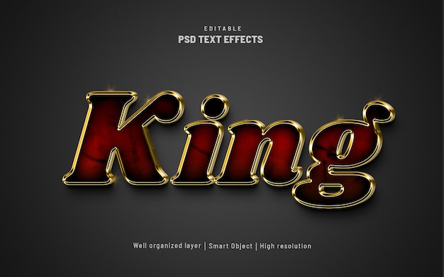 PSD king luxury gold editable text effect