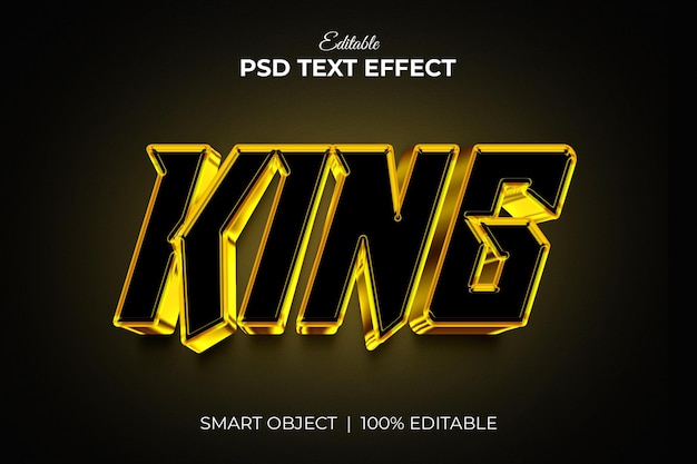 King Luxury Golden 3d 편집 가능한 텍스트 효과 모형 프리미엄 PSD