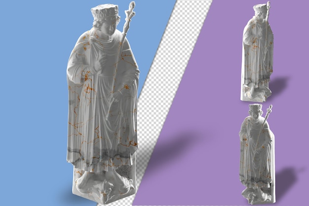 PSD king solomon statue render in gold and marble perfect for social media and promotion