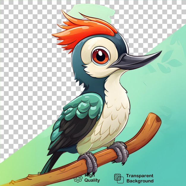 PSD uccello dei cartoni animati kingfisher isolato su un file png di sfondo trasparente
