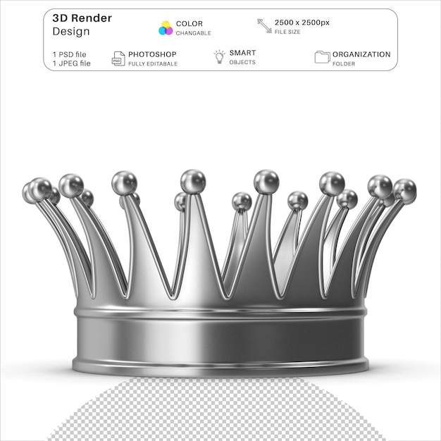 PSD kings silver crown 3d modeling psd file realistic silver crown