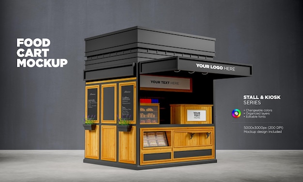 kiosk of voedselwagenmodel in 3D-rendering