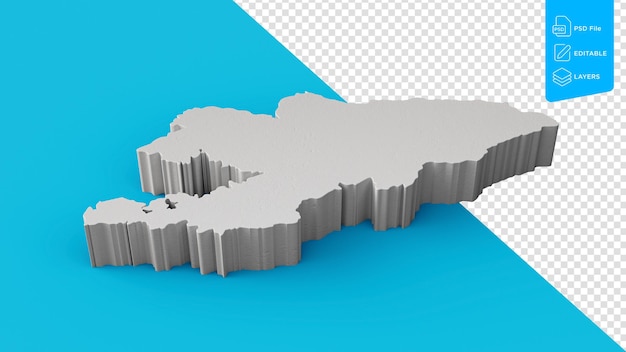 Kirgizië 3D-kaart Geografie Cartografie en topologie Zeeblauw oppervlak 3D-afbeelding