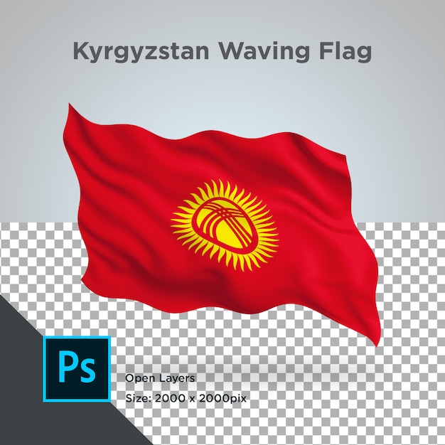 Kirgizië vlag wave transparant psd