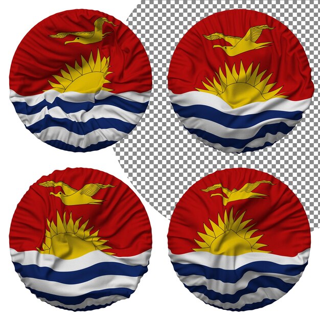 kiribati flag round shape isolated different waving style bump texture 3d rendering