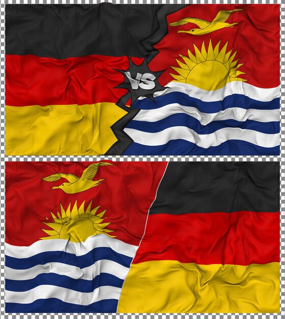 kiribati vs germany half combined flag cloth bump texture 3d rendering