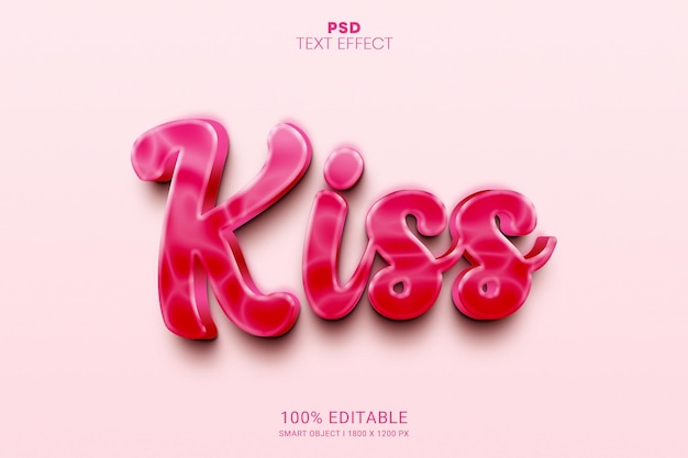 Редактируемый текстовый эффект смарт-объекта Kiss PSD