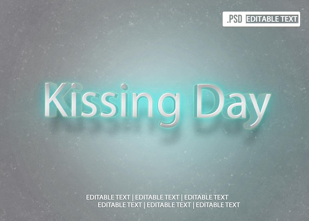 PSD kissing day text style effect