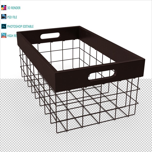 Kitchen basket 3d render psd