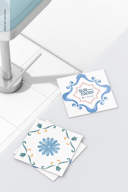 PSD kitchen ceramic tile mockup, top view