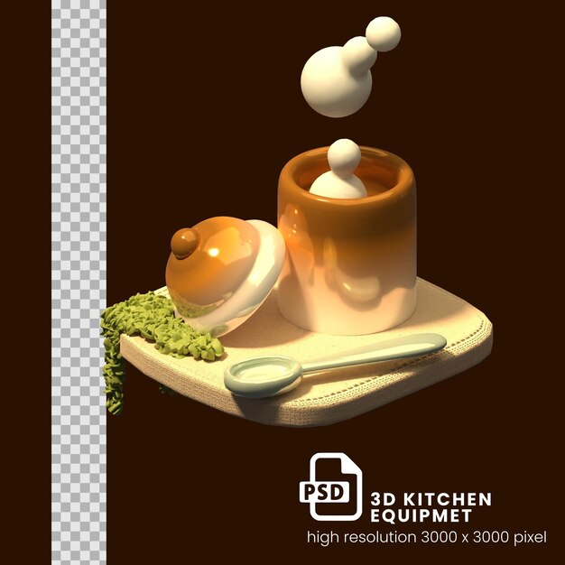 PSD kitchen equipment 3d illustration