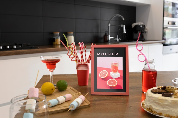 PSD kitchen frame mockup design