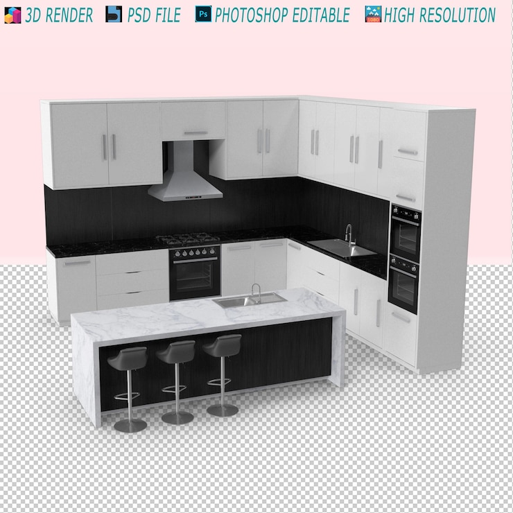 PSD kitchen furniture 3d psd