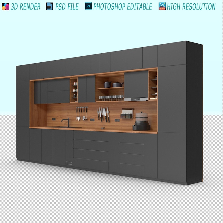 PSD kitchen furniture 3d psd
