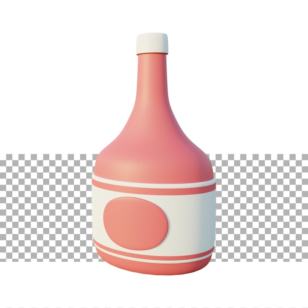 PSD rendering 3d della bottiglia di salsa o ketchup da cucina