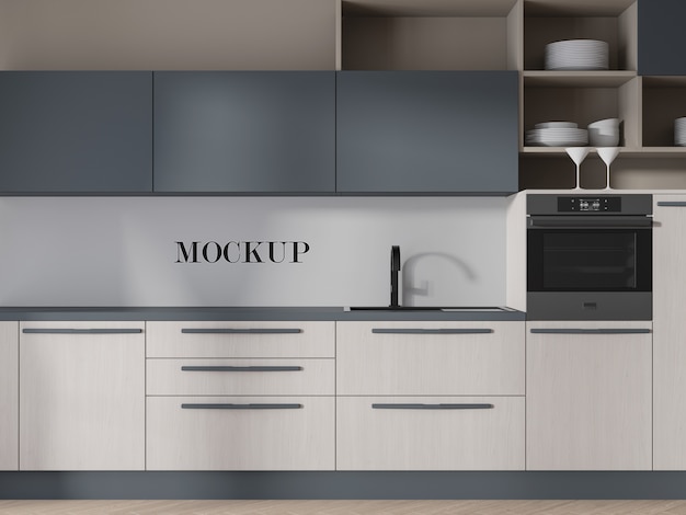 Mockup di cucina per cambiare la superficie del muro