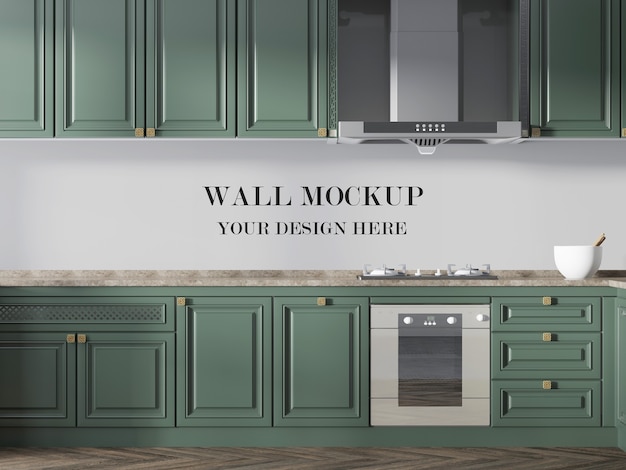 PSD mockup di cucina per la superficie del muro