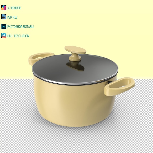 PSD kitchen pot 3d render psd