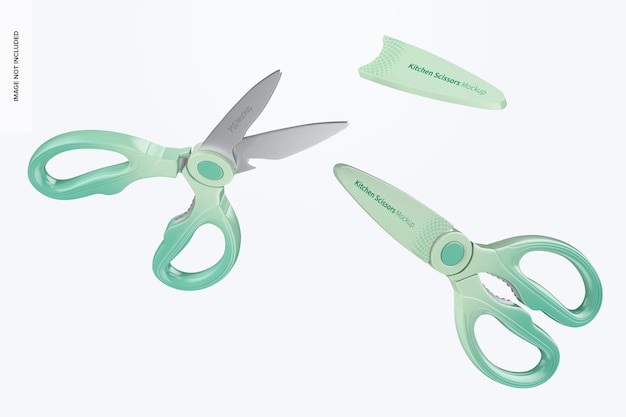 PSD kitchen scissors mockup, floating