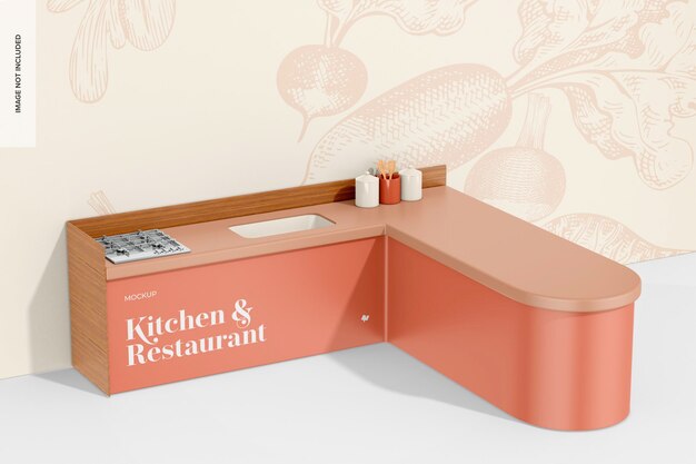 Prospettiva del mockup dello spazio della cucina