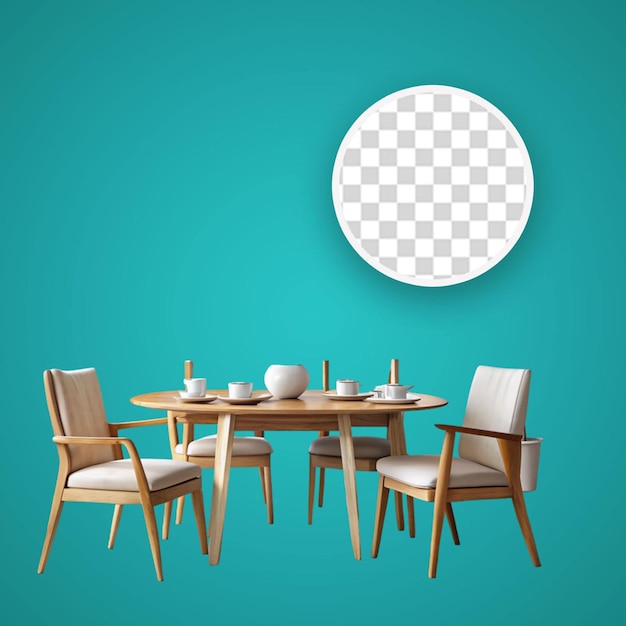 PSD kitchen table isolated on transparent background