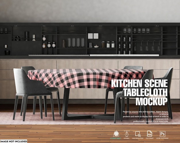 Kitchen tablecloth mockup