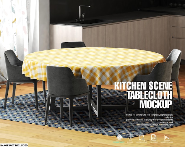 Kitchen tablecloth mockup