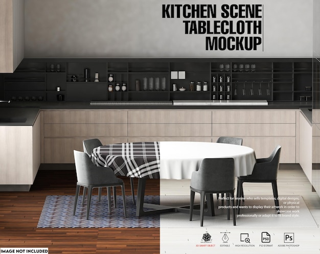 kitchen tablecloth mockup