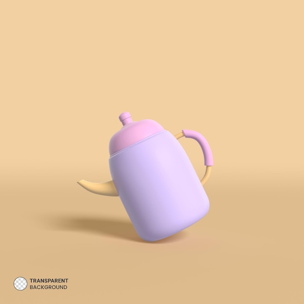 Кухонный чайник значок изолированные 3D визуализации иллюстрации