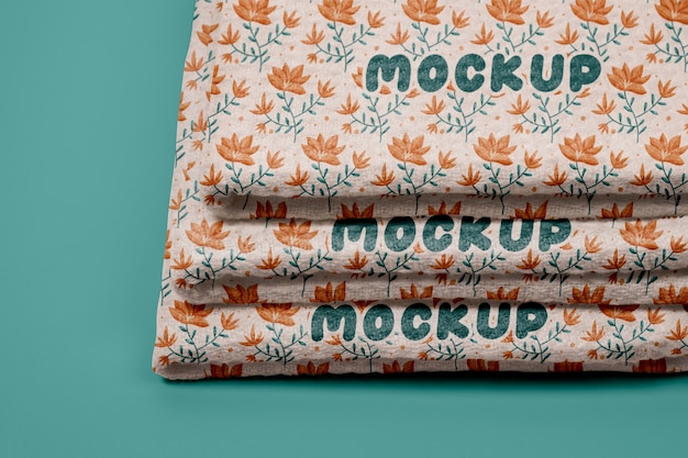 PSD kitchen towel mock-up with pattern design