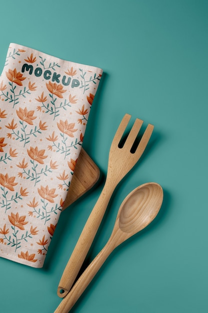 PSD kitchen towel mock-up with pattern design