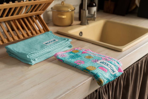 PSD kitchen towel mockup design