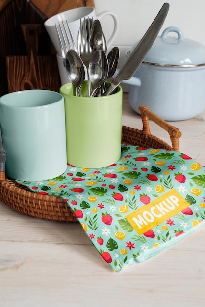 PSD kitchen towel mockup design