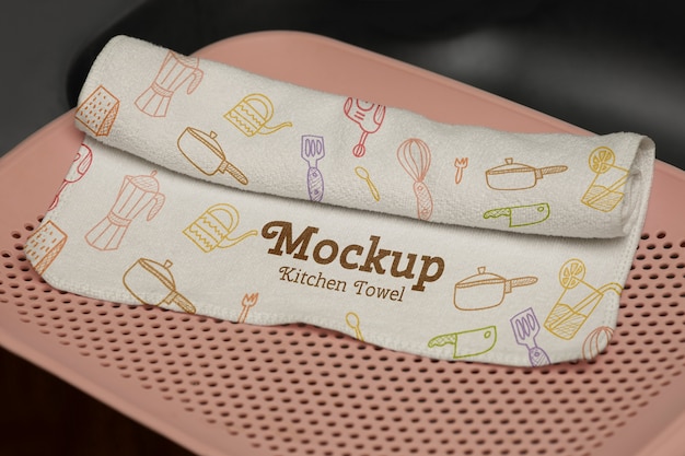 Asciugamano da cucina con modello mockup