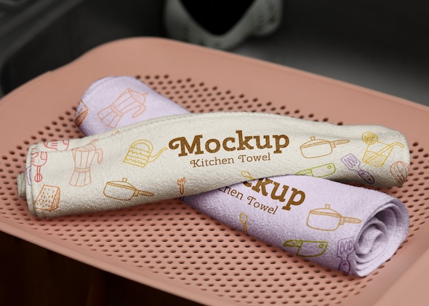 Asciugamano da cucina con modello mockup