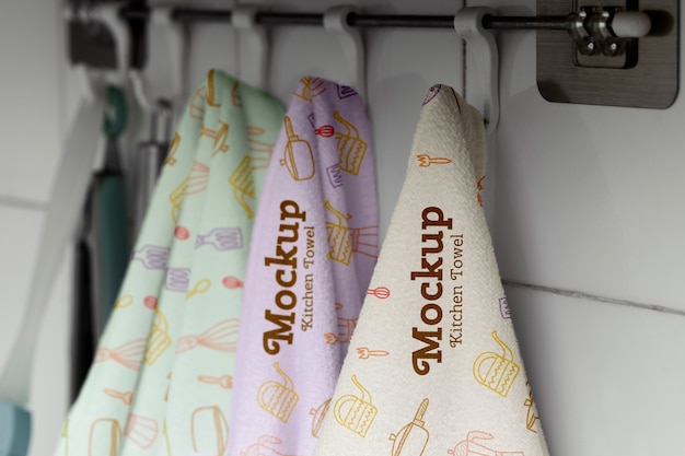 PSD kitchen towel with pattern mockup