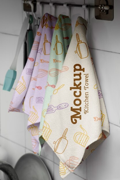 Kitchen towel with pattern mockup