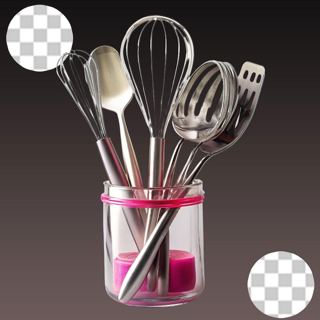 PSD kitchen utensils on transparent background