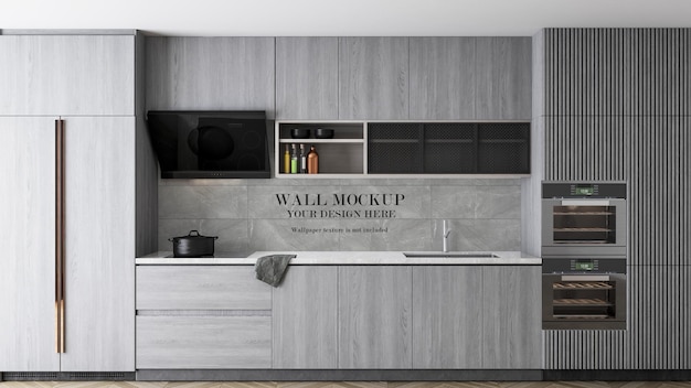 PSD kitchen wall surface mockup