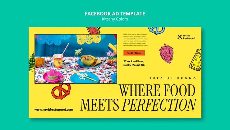 PSD kitschy colors food  facebook template