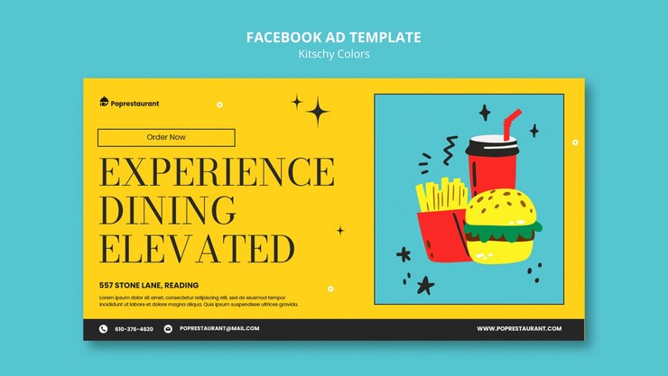 PSD kitschy colors food  facebook template