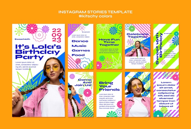 PSD kitschy colors instagram stories template